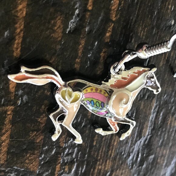 Equestrian Psychedelic Enamel HORSE Necklace 791 - Picture 2 of 8